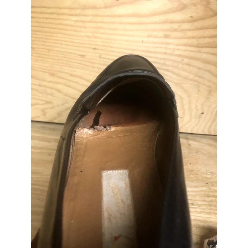 Vintage Gucci Shoes Mens Black 11M Leather Loafers 44M Slip On Italy